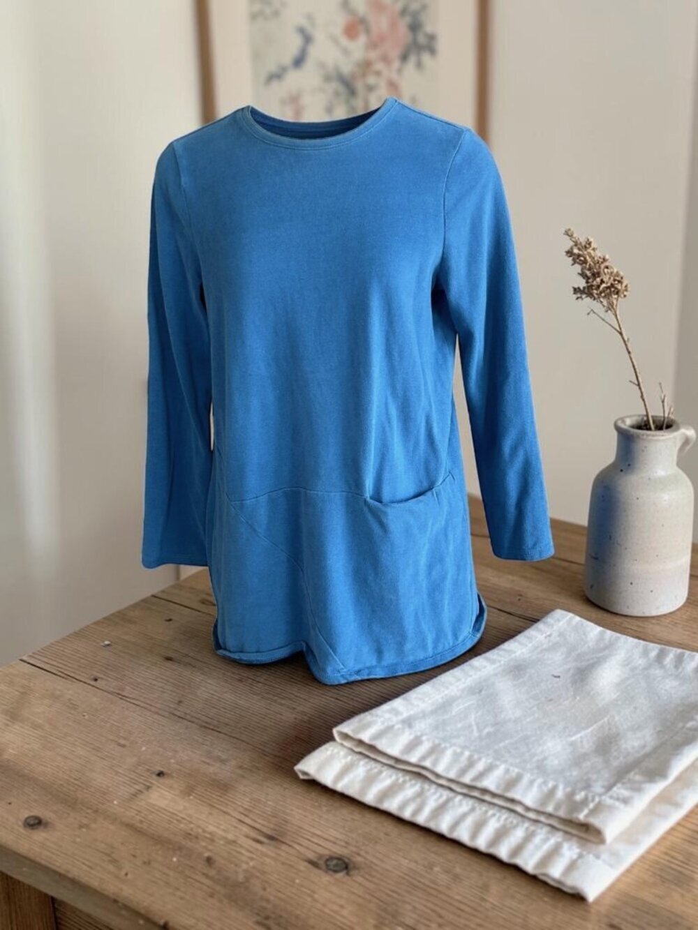 J. Jill Pure Jill Sweater Light Blue Soft Touch Cotton Tunic Length Size Medium